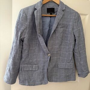 Banana Republic blazer blue grey plaid size 8 suit jacket single button